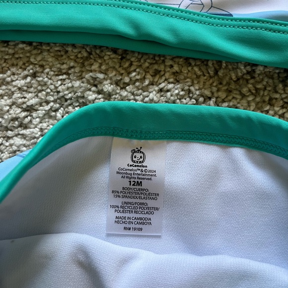 NWOT Cocomelon Two Piece Swimsuit Bathing Suit Infant Baby Girl Size 12 Months - Picture 3 of 8